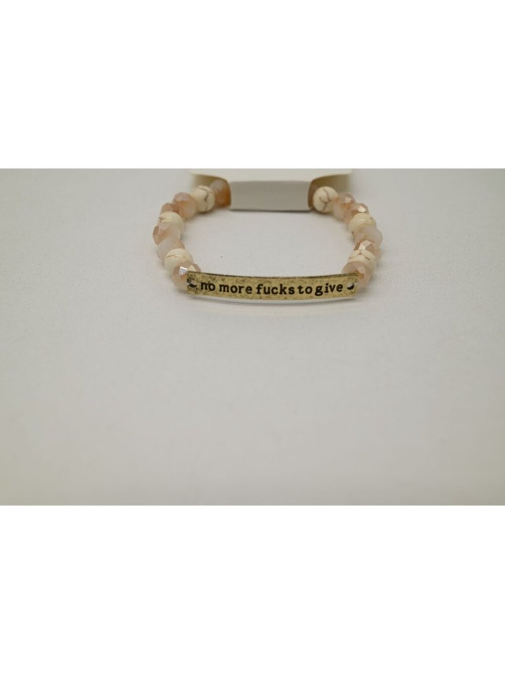 NWT Dylan Jewelry Bronze Beaded Stretch Bracelet Inspirational Quote Boho Cream